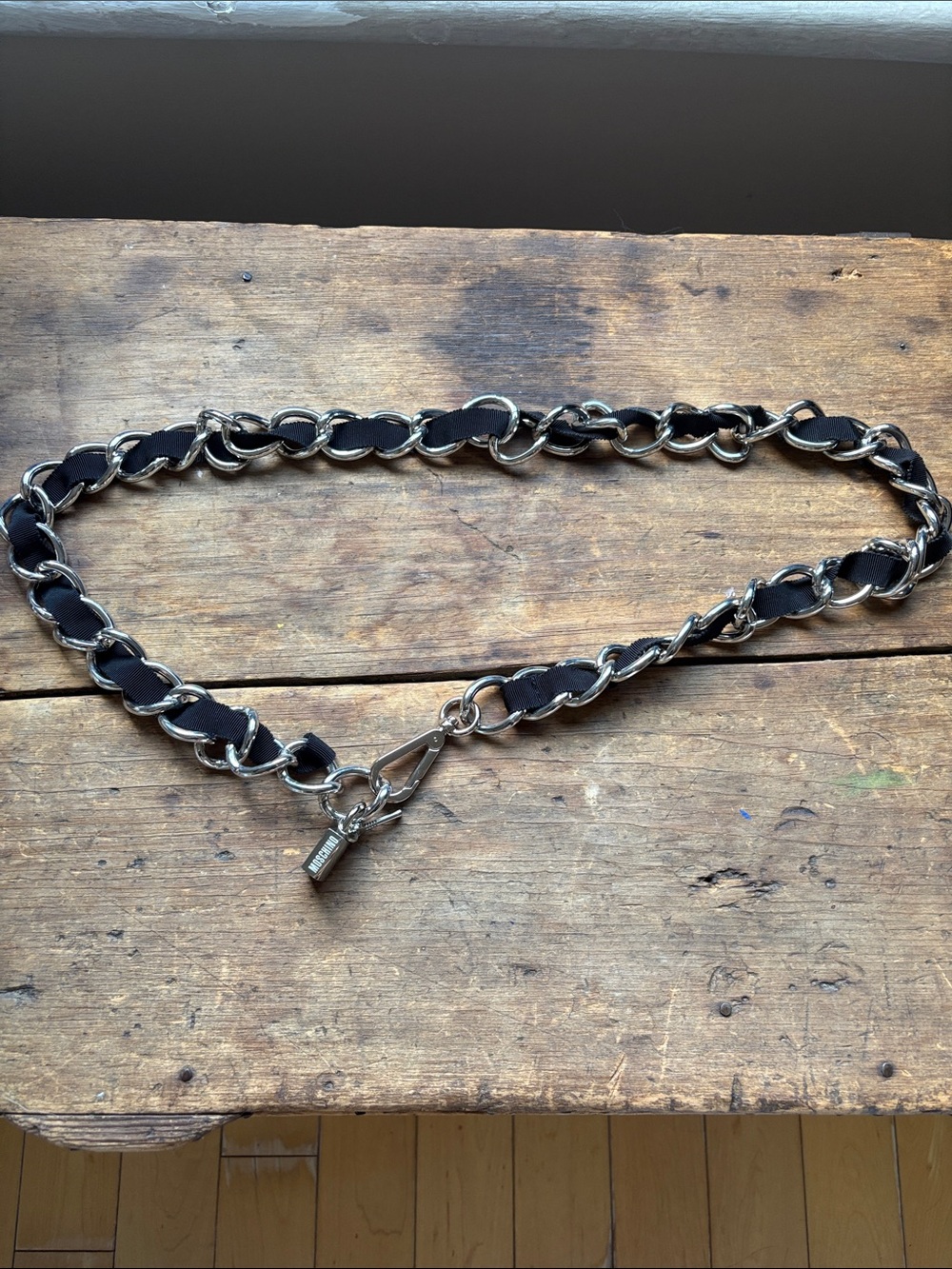 Moschino Chain Belt with Black Ribbon